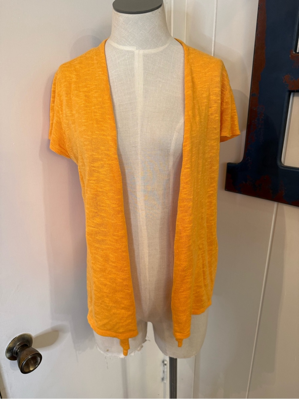 Eileen Fisher Lightweight Open-Knit Cardigan - Orange SZ XS